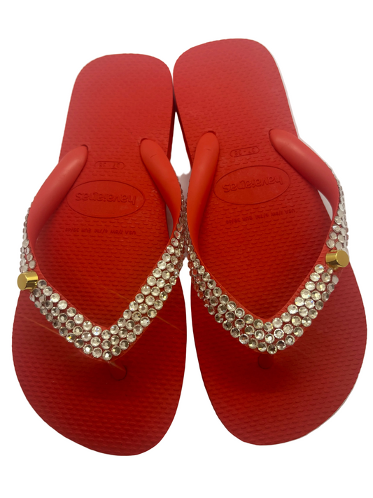 כפכפי Havaianas כתומות משובצות באבני ריינסטון