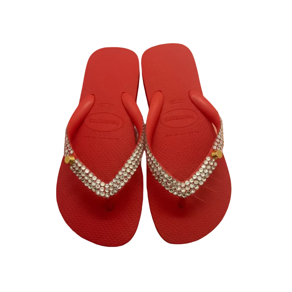 כפכפי Havaianas כתומות משובצות באבני ריינסטון