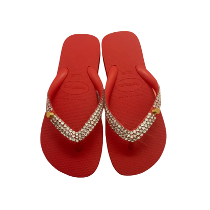 כפכפי Havaianas כתומות משובצות באבני ריינסטון